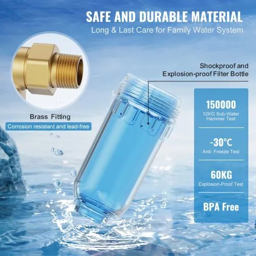 VEVOR Spin Down Filter, 40 Micron Whole House Sediment Filter for Well Water, 3/4&quot; G-M + 1&quot; G-M + 3/4&quot; G-F, 4 T/H High Flow Rate, for Whole House Water Filtration Systems, Well Water Sediment Filter