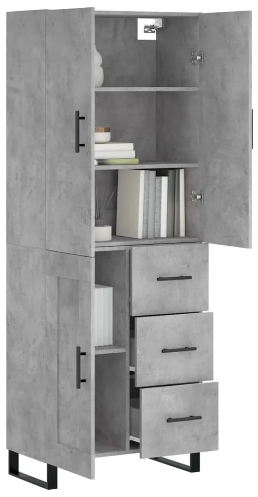 vidaXL Ντουλάπι Γκρι Σκυροδέματος 69,5x34x180 εκ. Επεξεργασμένο Ξύλο