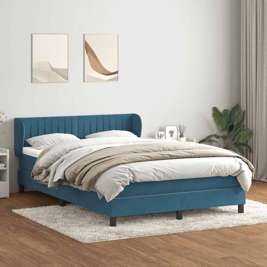 ΚΡΕΒΑΤΙ BOXSPRING ΜΕ ΣΤΡΩΜΑ ΣΚΟΥΡΟ ΜΠΛΕ 140X210 ΕΚ. ΒΕΛΟΥΔΙΝΟ 3317695