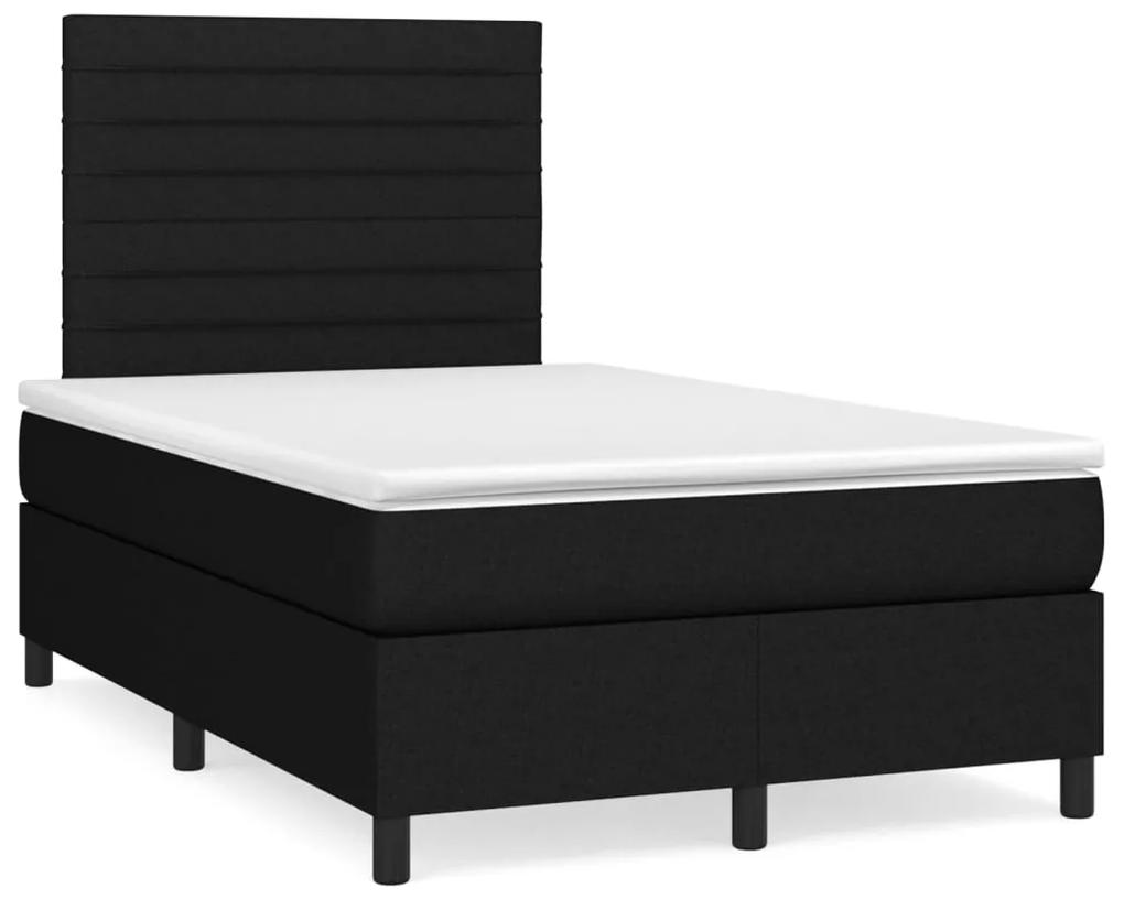 vidaXL Κρεβάτι Boxspring με Στρώμα Μαύρο 120x200 εκ. Υφασμάτινο
