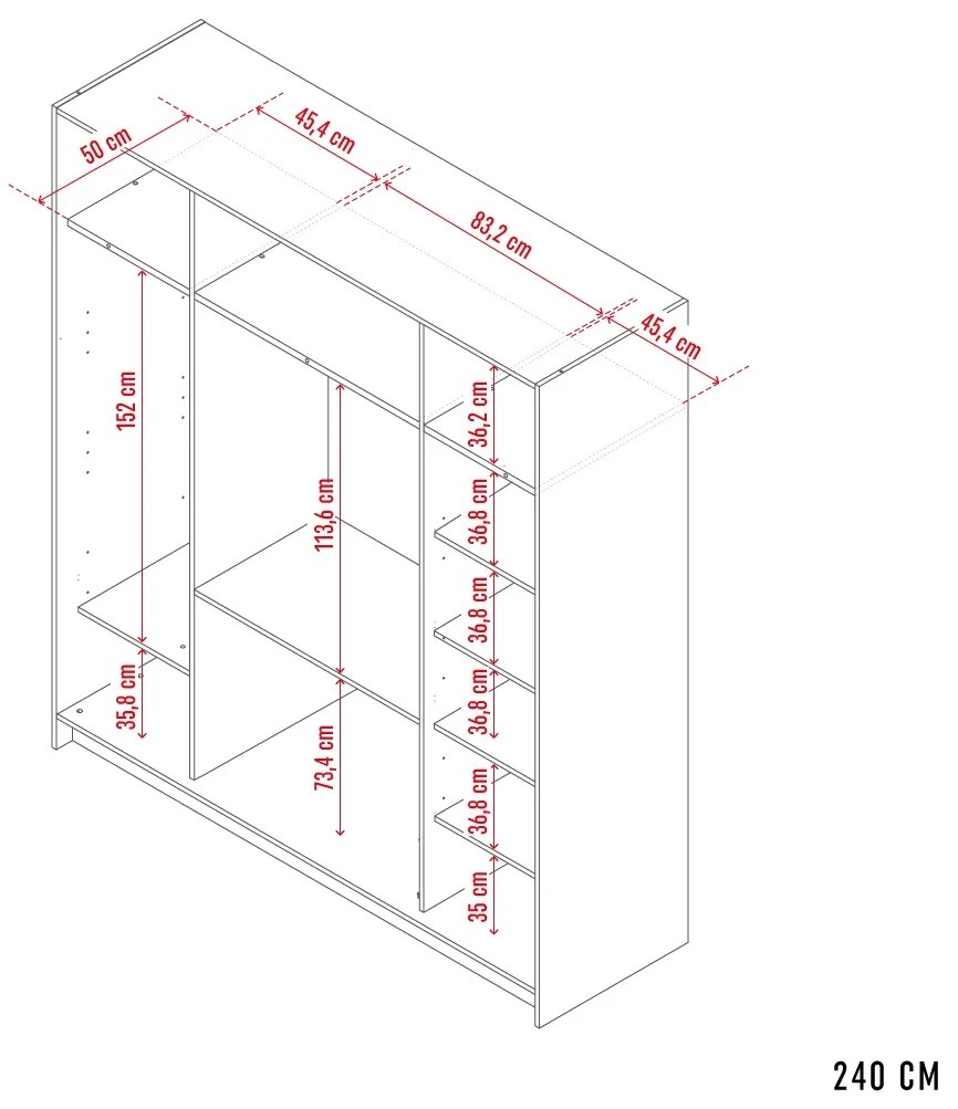 Ντουλάπα 4 You τετράφυλλη-Λευκό-180 x 57 x 206 εκ.