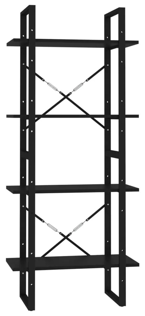 vidaXL Βιβλιοθήκη με 4 Ράφια Μαύρη 60 x 30 x 140 εκ. από Μοριοσανίδα