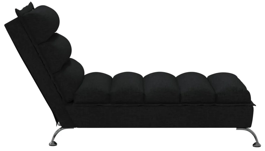 vidaXL Ανάκλιντρο Μασάζ Μαύρο Υφασμάτινο με Μαξιλάρια