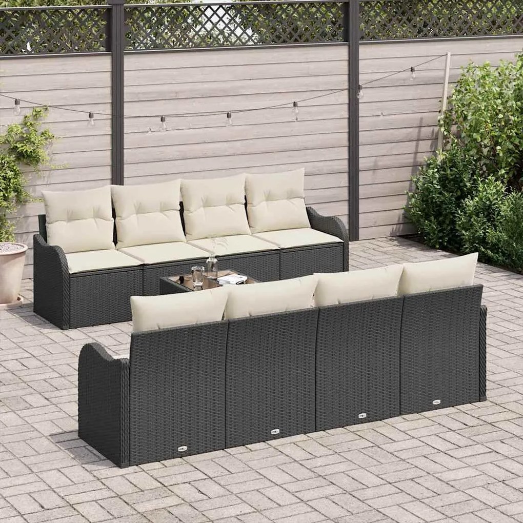 vidaXL Σετ Καναπέ Κήπου 9 pcs Μαύρο 55 x 55 x 37 εκ Πολυ ράταν