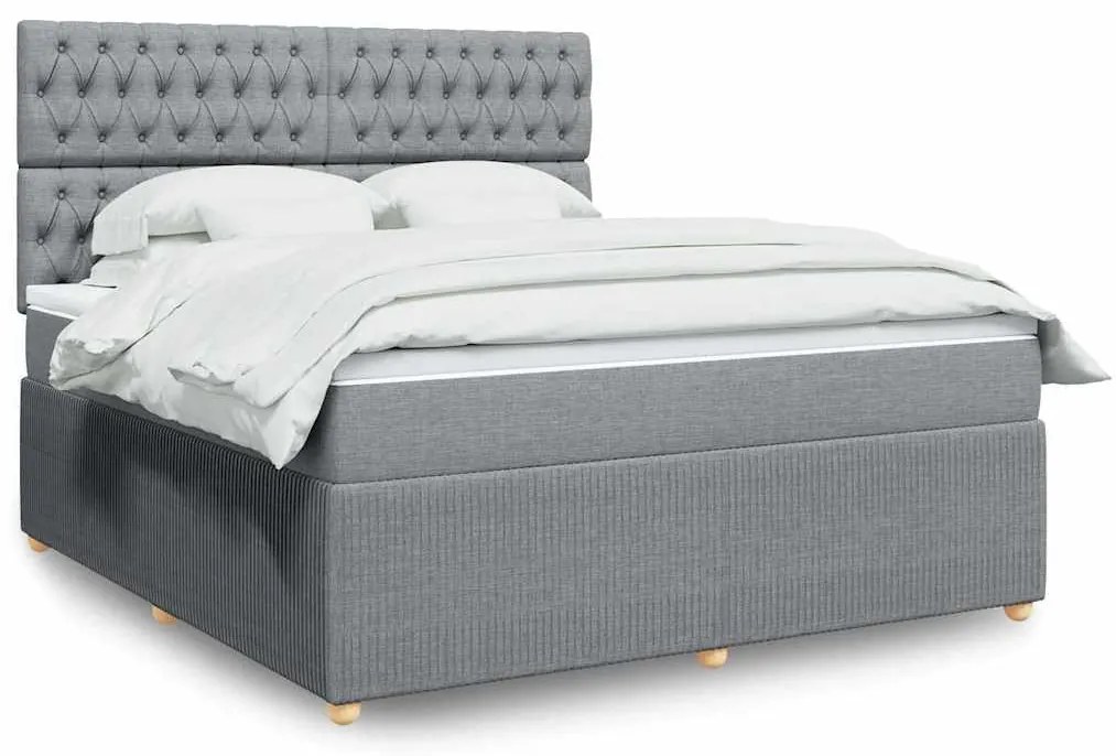 vidaXL Κρεβάτι Boxspring με Στρώμα Ανοιχτό Γκρι 180x200 εκ. Υφασμάτινο