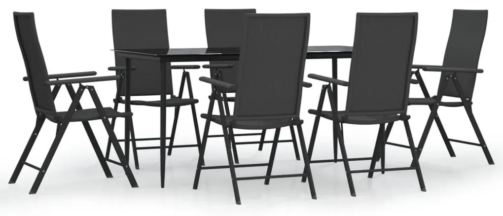 vidaXL Σετ Τραπεζαρίας Κήπου 7 Τεμαχίων Μαύρο από Συνθετικό Ρατάν