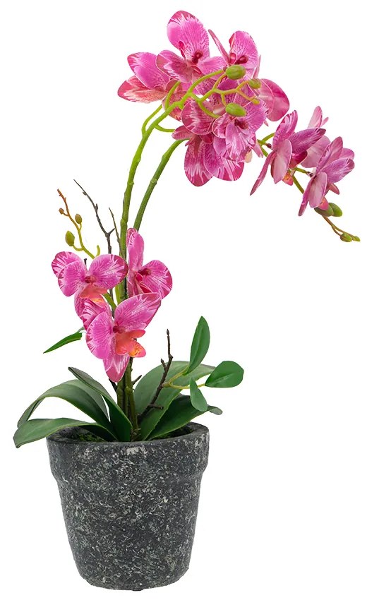 Artekko Orchid Τεχνητή Πλαστική Ροζ Ορχιδέα σε Γλάστρα (26x12x46)cm