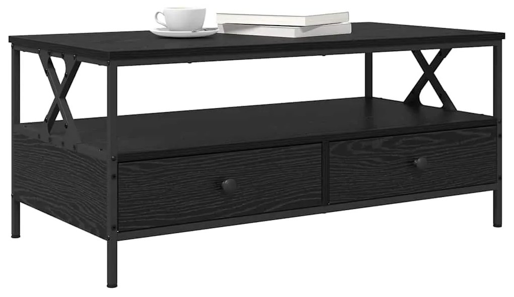 vidaXL Τραπεζάκι σαλονιού with Drawer Μαύρη δρυς 100 x 51 x 45 cm