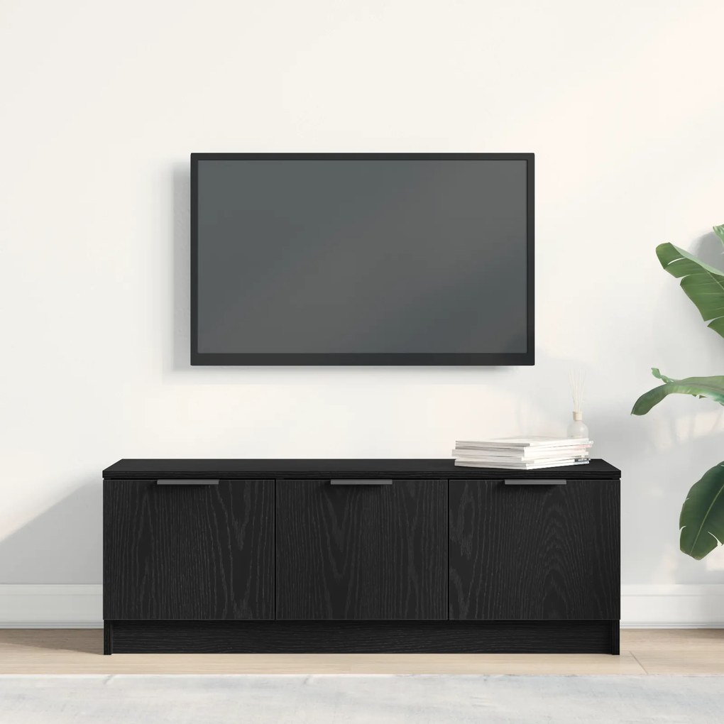 vidaXL Ντουλάπα τηλεόρασης Μαύρη Δρύς 102x35x36,5 εκ Επεξεργασμένο ξύλο