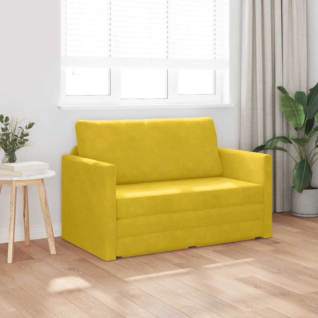 vidaXL Καναπές Δαπέδου 2 σε 1 Κίτρινος 124x204x61 εκ Βελούδο