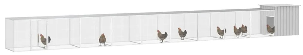 vidaXL Κοτέτσι - Κλουβί Γκρι 1000x91x100 εκ. από Γαλβανισμένο Χάλυβα