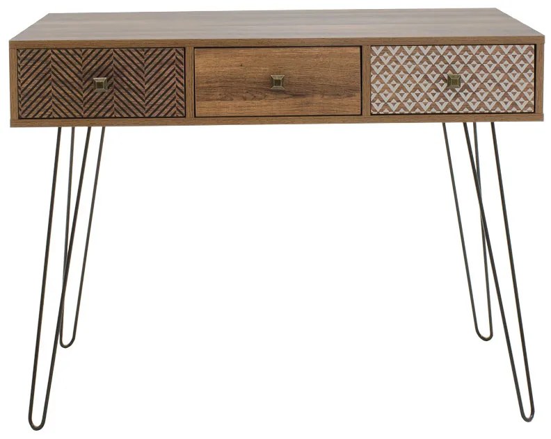 Κονσόλα Boho pakoworld καρυδί με μεταλλικά πόδια 100x50,5x74,5εκ