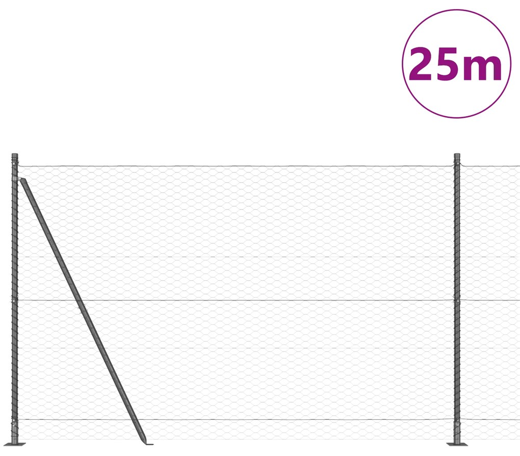 vidaXL Σετ Φράχτη Σετ 2 Γκρι Ατσάλι 25 x 1.5 μ Ανθεκτικό