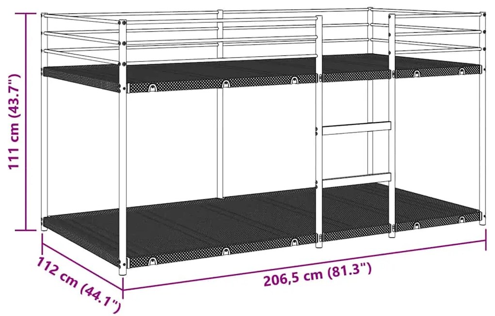 Κουκέτα χωρίς στρώμα Μαύρο 107x203 cm Ατσάλι - Μαύρο
