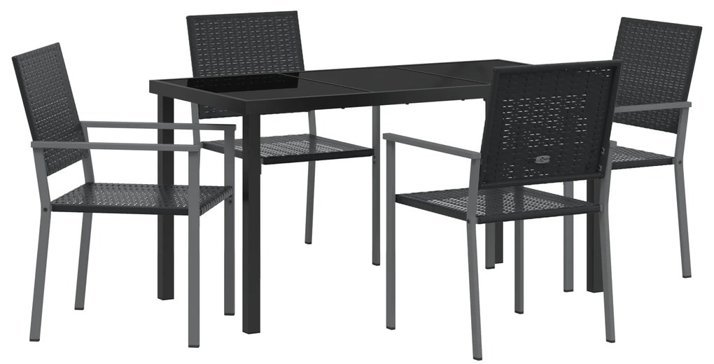 vidaXL Σέτ φαγητού για κήπο 5 pcs Μαύρο Πολυ ράταν