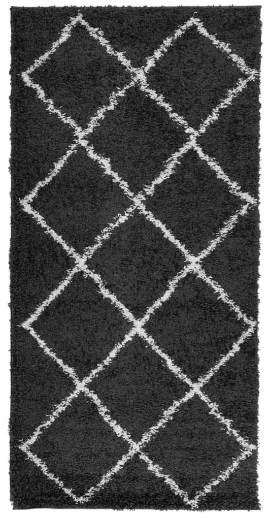 vidaXL Χαλί Shaggy PAMPLONA Ψηλό Πέλος Μοντέρνο Μαύρο/Κρεμ 100x200εκ