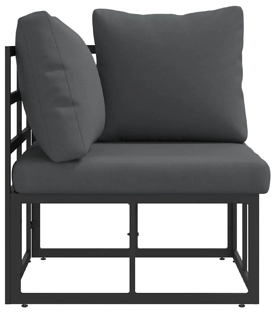 vidaXL Εξωτερικά Έπιπλα με μαξιλάρι Μαύρο 70 x 71.5 x 32 εκ Μέταλλο