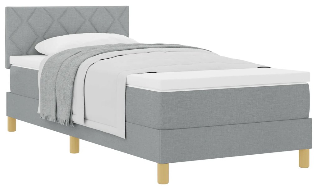 vidaXL Κρεβάτι Box Spring με Στρώμα Ανοιχτό Γκρι 100x200 εκ. Ύφασμα