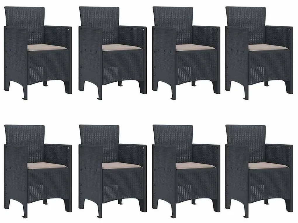 vidaXL Σέτ φαγητού για κήπο 9 pcs Ανθρακί Rattan Polt