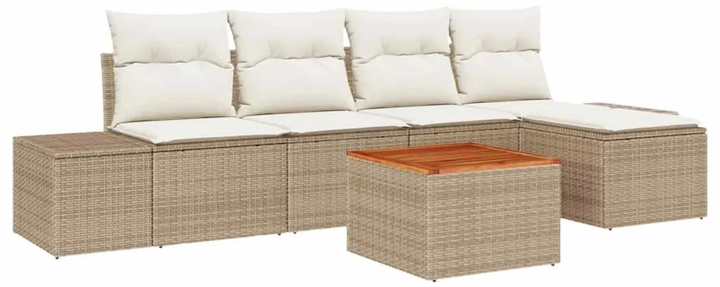 vidaXL Σετ Καναπέ Κήπου 6 pcs Μπεζ και Κρέμα συνθετικό ρατάν