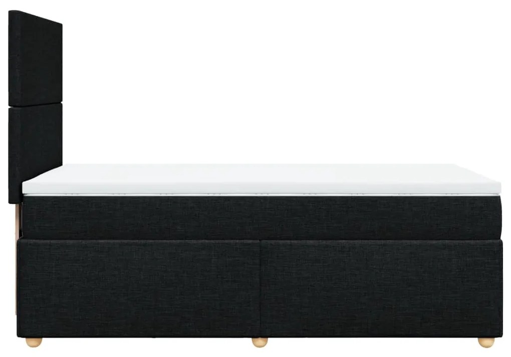 vidaXL Κρεβάτι Boxspring με Στρώμα Μαύρο 90x200 εκ. Υφασμάτινο