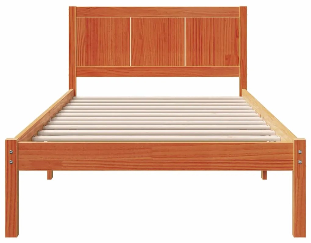 vidaXL Σκελετός Κρεβατιού Καφέ 90 x 190 cm Μασίφ ξύλο πεύκου