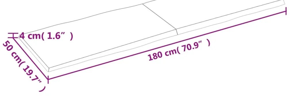 Επιφ Τραπεζιού Αν Καφέ 180x50x(2-4)εκ.Ακατέργ. Μασίφ Ξύλο Δρυός - Καφέ