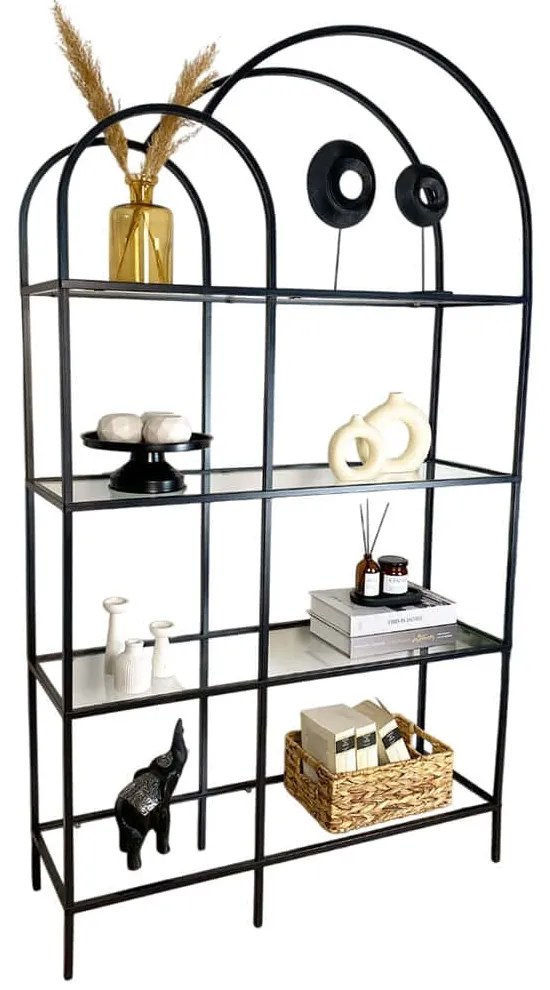 Ραφιέρα Δαπέδου Twin 706CLN1503 100x30x175cm Black-Clear
