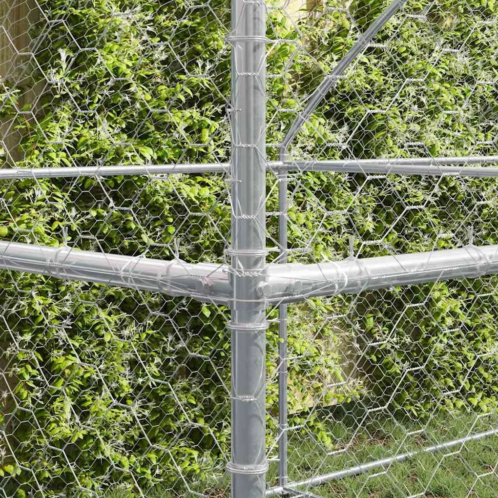 vidaXL Κλουβί Σκύλου με αποθήκευση 2 pcs Ασημί 4 x 2 x 2 m Ατσάλι