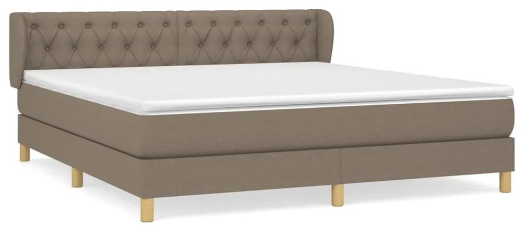 Κρεβάτι Boxspring με Στρώμα Taupe 160x200 εκ. Υφασμάτινο - Μπεζ-Γκρι