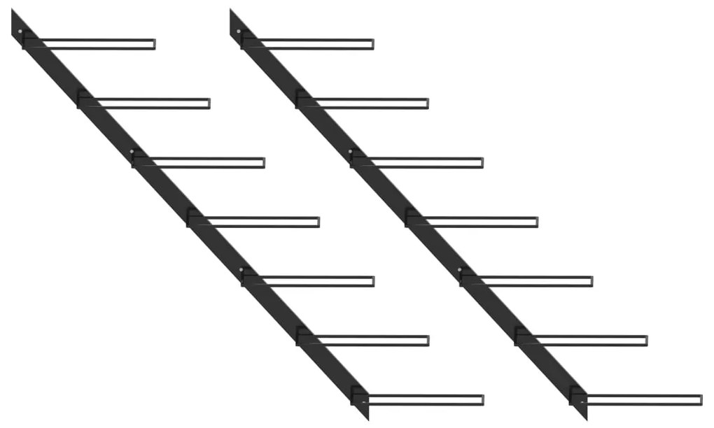 vidaXL Βάσεις Κρασιών Τοίχου 2 τεμ. για 14 Φιάλες Μαύρες Μεταλλικές