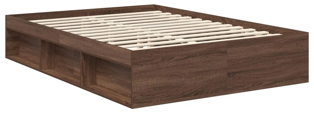vidaXL Σκελετός Κρεβατιού Καφέ δρυς 140 x 200 cm Στερεά ξυλεία πεύκου