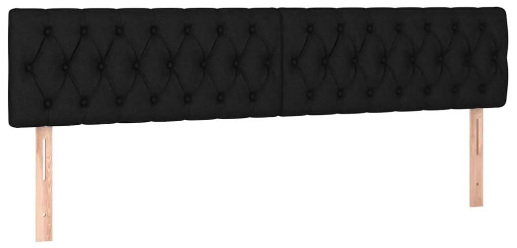 vidaXL Κρεβάτι Boxspring με Στρώμα Μαύρο 200x200 εκ. Υφασμάτινο