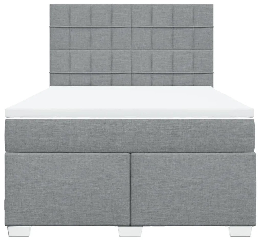 Κρεβάτι Boxspring με Στρώμα Ανοιχτό Γκρι 140x200 εκ. Υφασμάτινο - Γκρι