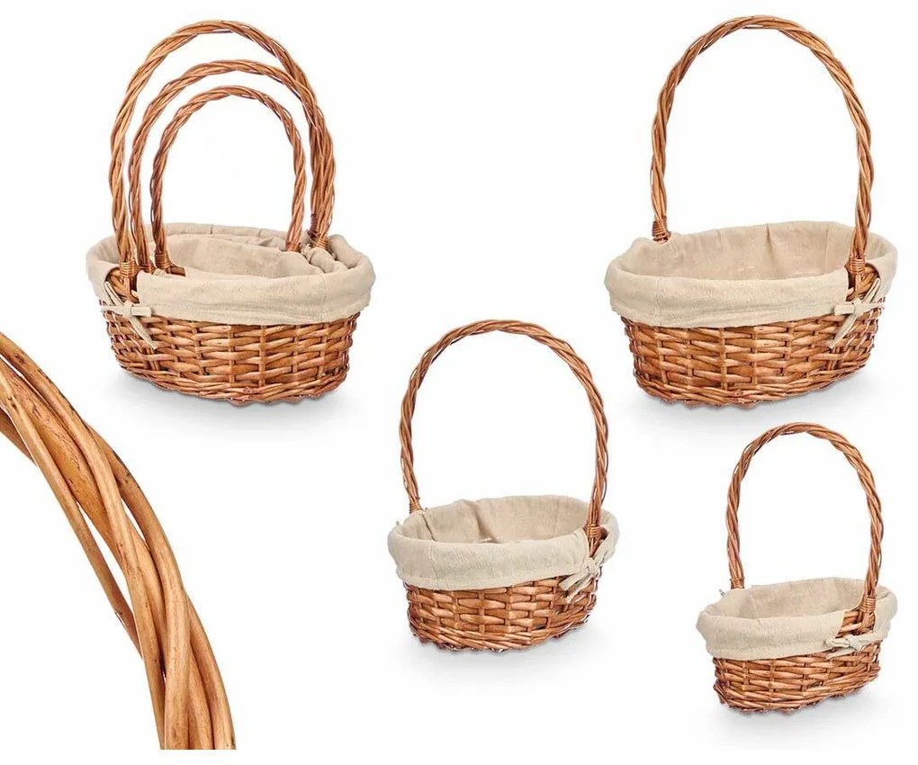 Σετ καλαθιών Kipit πολυεστέρας λυγαριά Ύφασμα 50 % βαμβάκι 34 x 39,5 x 30 cm 34 x 40 x 30 cm 3 Τεμάχια