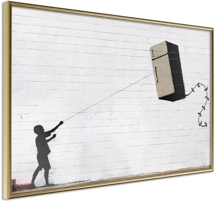 Αφίσα - Banksy: Fridge Kite - 30x20 - Χρυσό - Χωρίς πασπαρτού