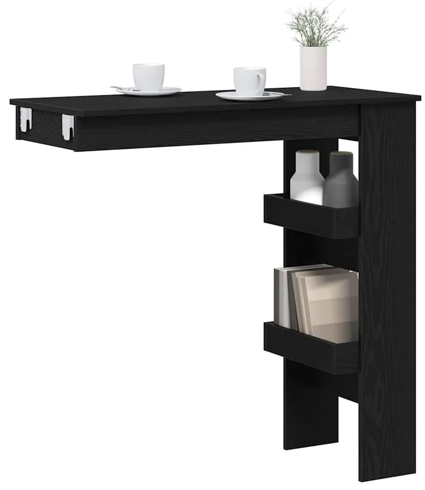 vidaXL Τραπέζι Μπαρ Τοίχου με ράφι Μαύρη Οξυά 102 x 45 x 103,5 εκ.