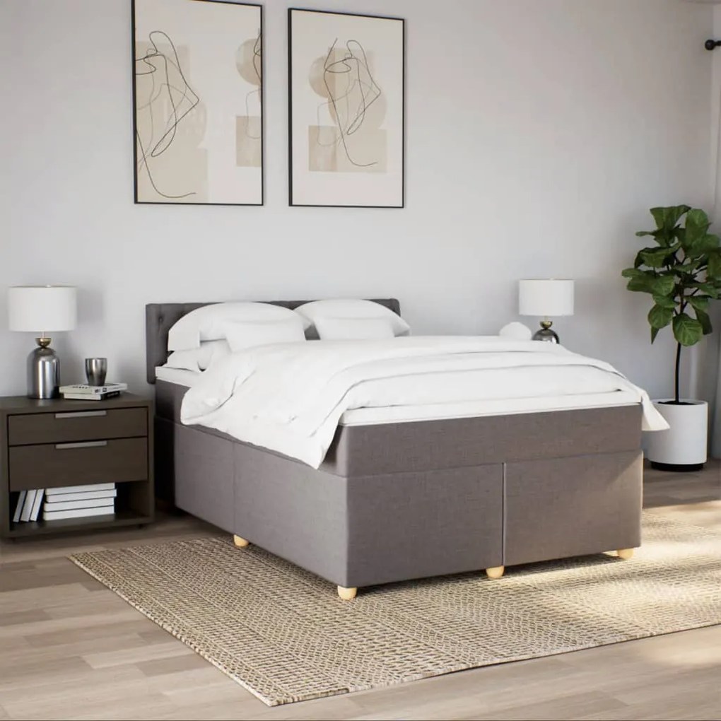 vidaXL Κρεβάτι Boxspring με Στρώμα Taupe 160x200 εκ. Υφασμάτινο