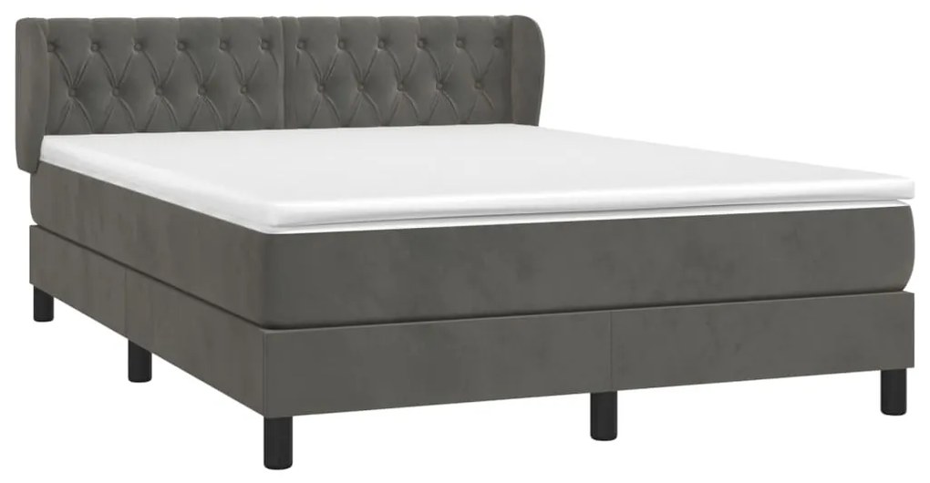 ΚΡΕΒΑΤΙ BOXSPRING ΜΕ ΣΤΡΩΜΑ ΣΚΟΥΡΟ ΓΚΡΙ 140X190 ΕΚ. ΒΕΛΟΥΔΙΝΟ 3127668