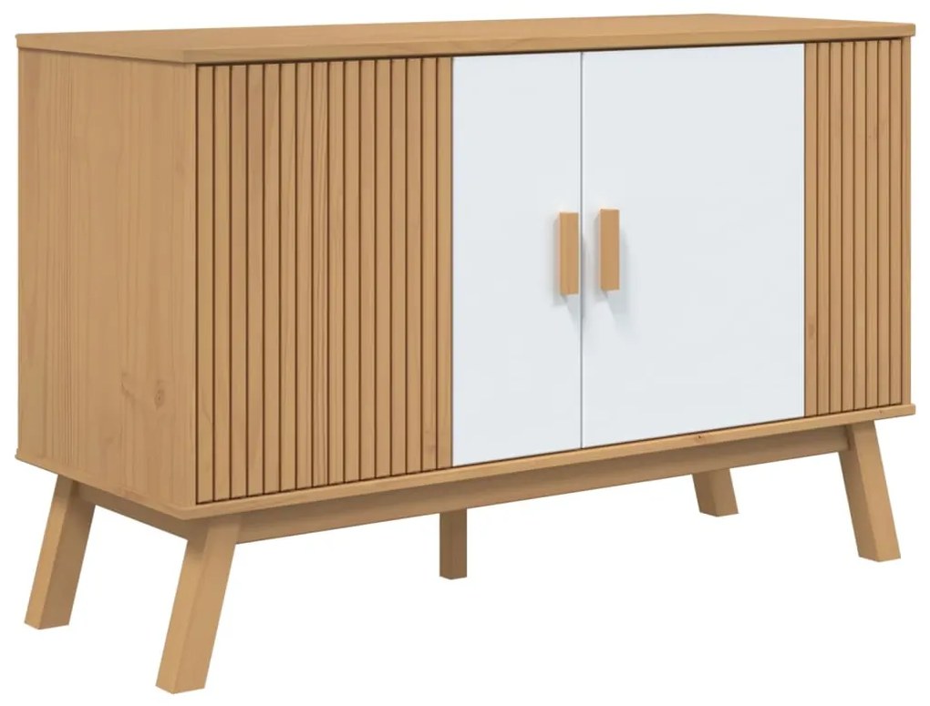 vidaXL Μπουφές OLDEN Λευκό &amp; Καφέ 114x43x73,5 εκ. Μασίφ Ξύλο Πεύκου