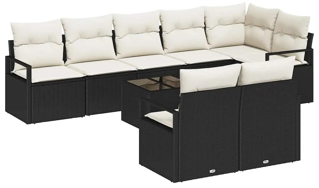 vidaXL Σετ Καναπέ με μαξιλάρι 9 pcs Μαύρο συνθετικό ρατάν