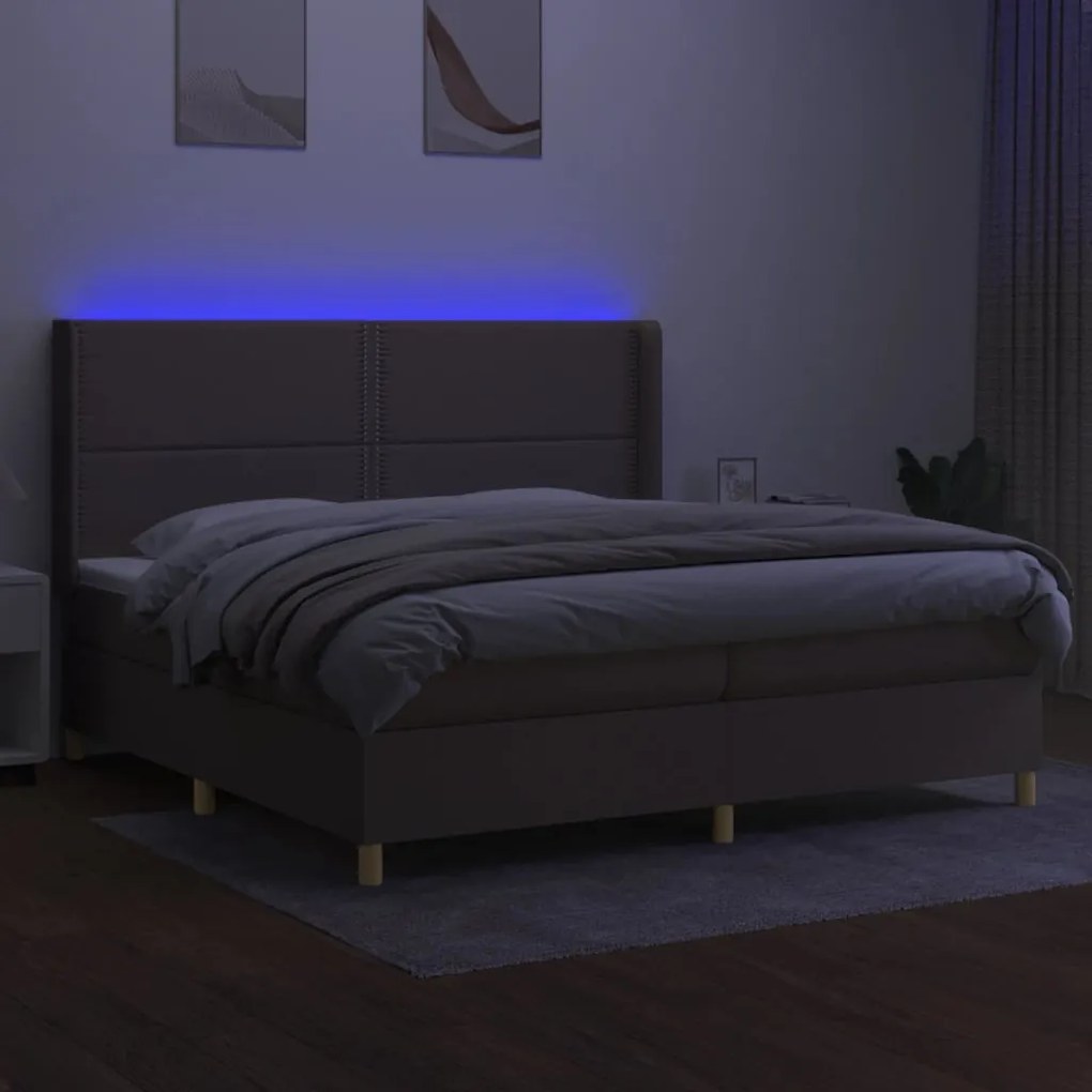 ΚΡΕΒΑΤΙ BOXSPRING ΜΕ ΣΤΡΩΜΑ &amp; LED TAUPE 200X200 ΕΚ. ΥΦΑΣΜΑΤΙΝΟ 3138825