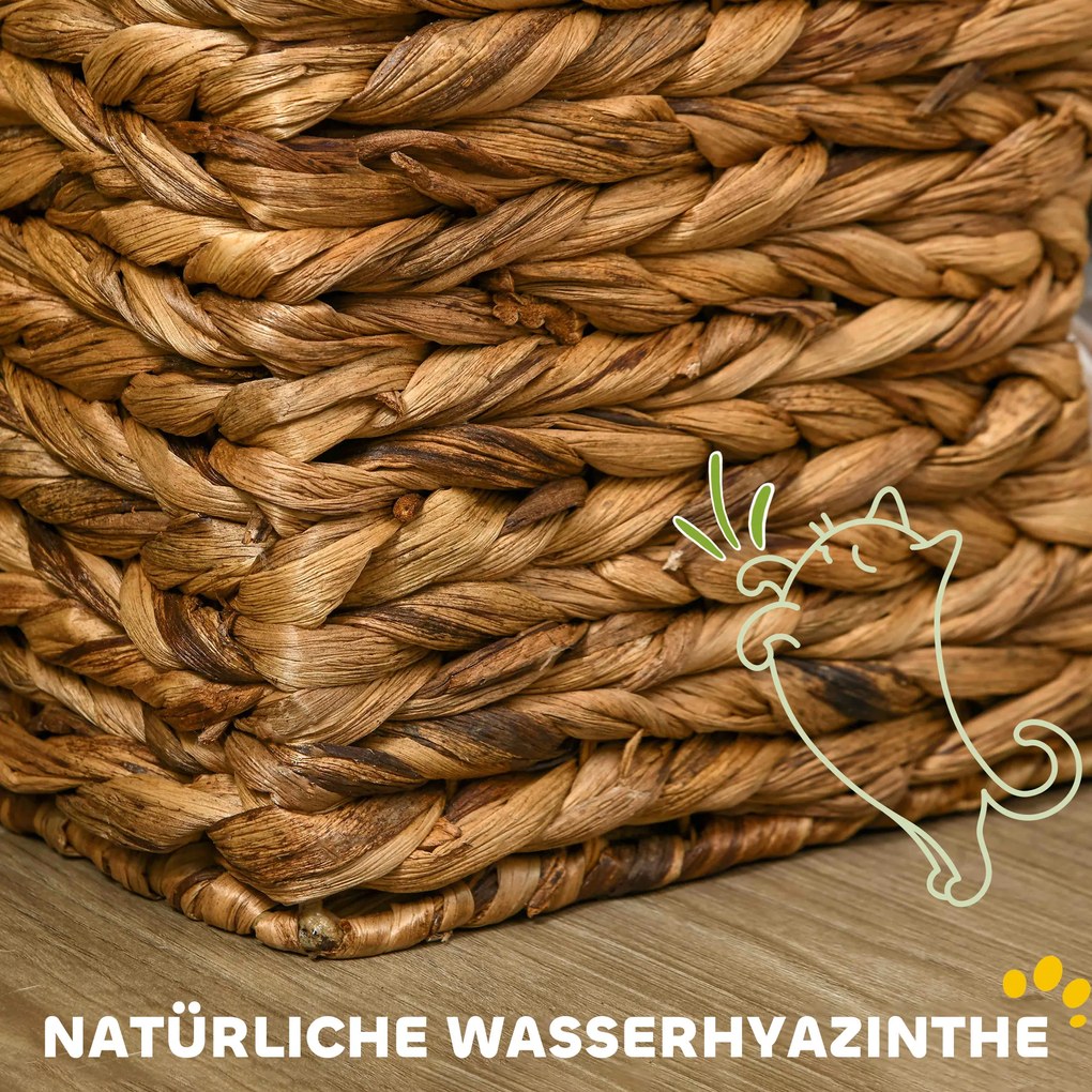 Δέντρο γάτας με πύργο ξυσίματος, 3 επίπεδα, μαλακά μαξιλάρια, πόρτες, υάκινθος νερού, ανοιχτό καφέ