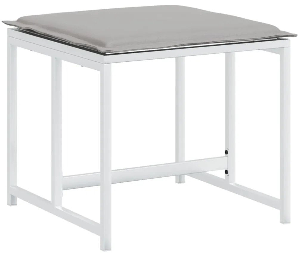 vidaXL Σετ Τραπεζαρίας Κήπου 11 τεμ. Λευκός από Textilene με Μαξιλάρια