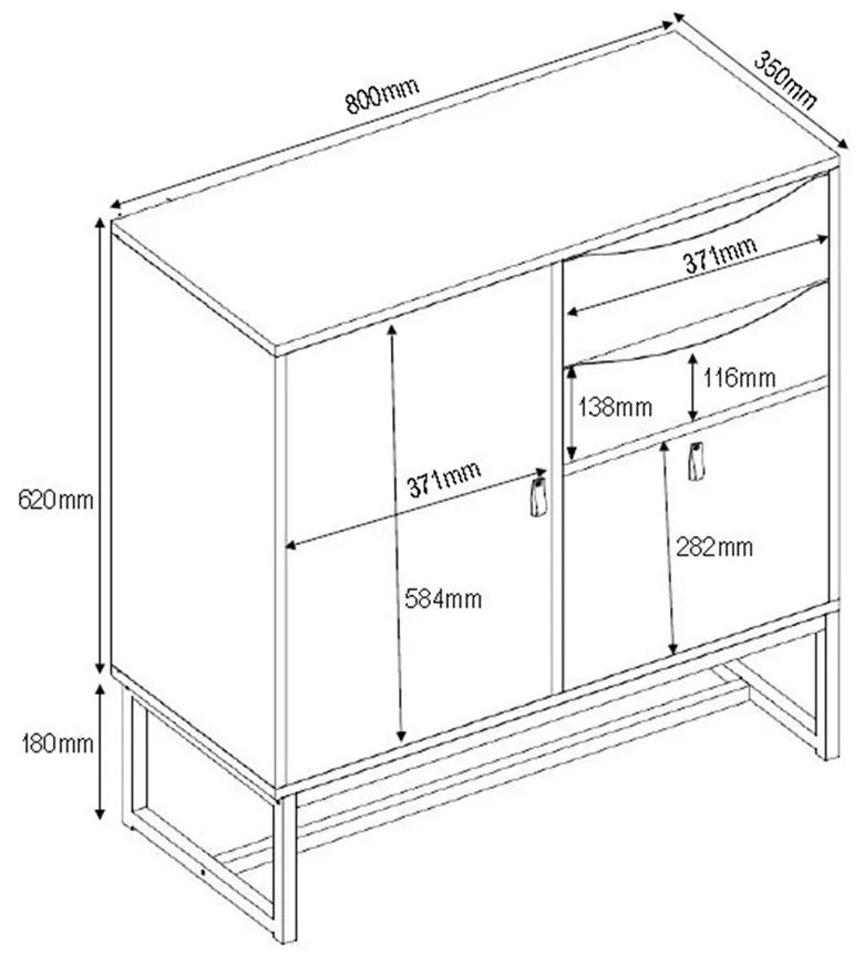 EDGE ΚΟΜΟΤΑ ΜΑΥΡΟ SONOMA 80x35xH80cm - 09-1108 - 09-1108