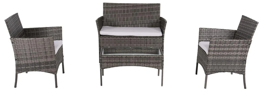 Σετ Κήπου Σαλόνι STASIA 4 τεμ Συνθετικό Rattan Γκρί με Μπέζ Μαξιλάρια