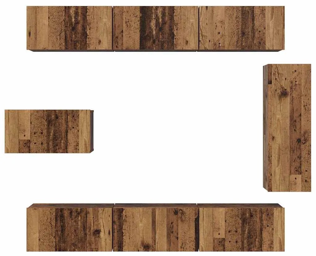 vidaXL Σετ επίπλου τηλεόρασης 8 pcs Παλαιό ξύλο 30.5 x 30 x 90 cm