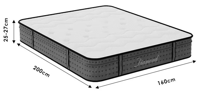 Στρώμα Diamond pakoworld pocket spring+ gel memory foam 25-27cm 160x200εκ - 100-000010