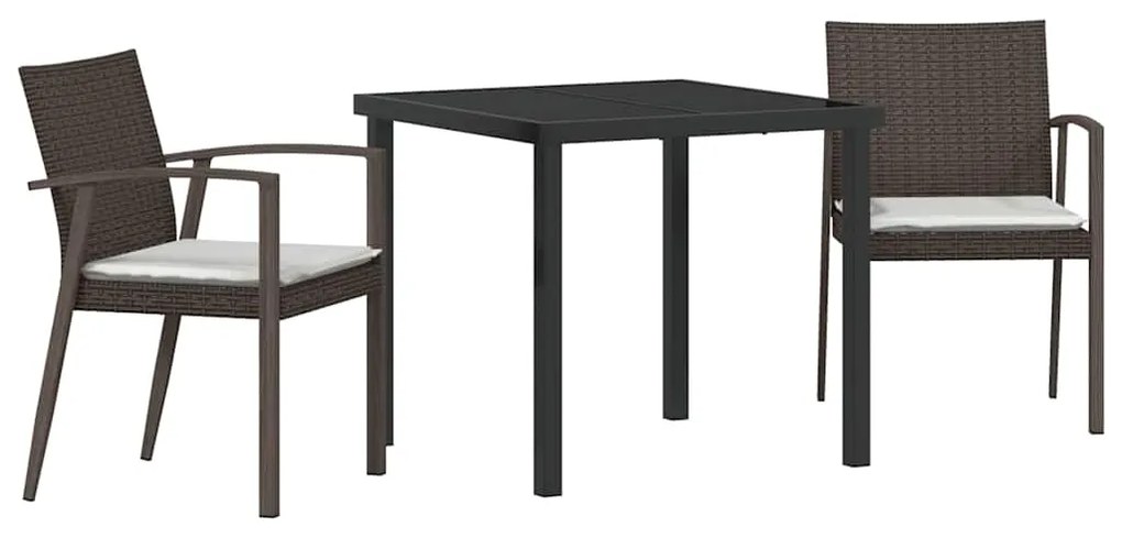 vidaXL Σέτ φαγητού για κήπο 3 pcs Καφέ και Μαύρο Ράτα PE