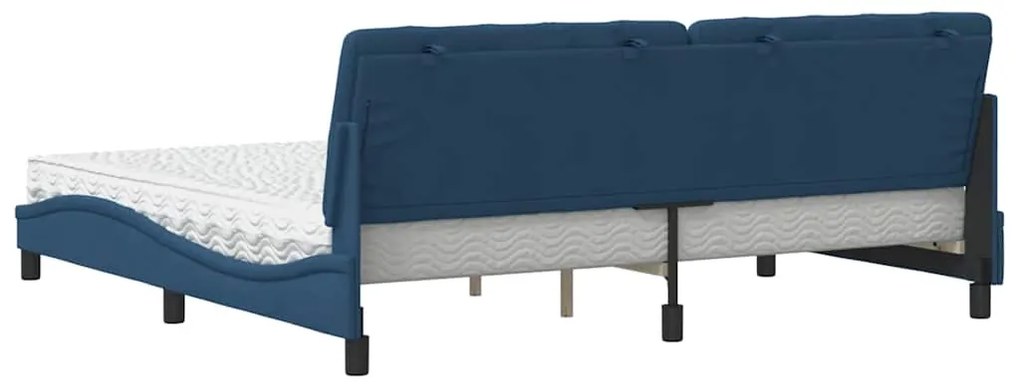 vidaXL Κρεβάτι με Στρώμα Μπλε 200x200 εκ. Υφασμάτινο